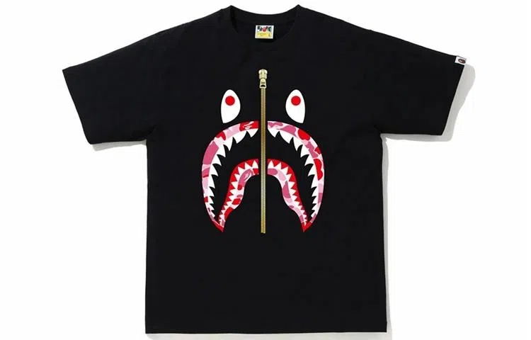 A BATHING APE Shark Camo Zip T-Shirt