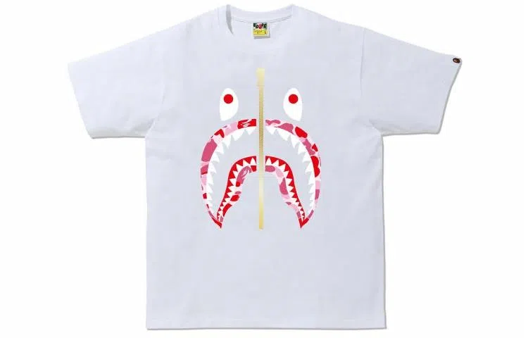 A BATHING APE Shark Camo Zip T-Shirt