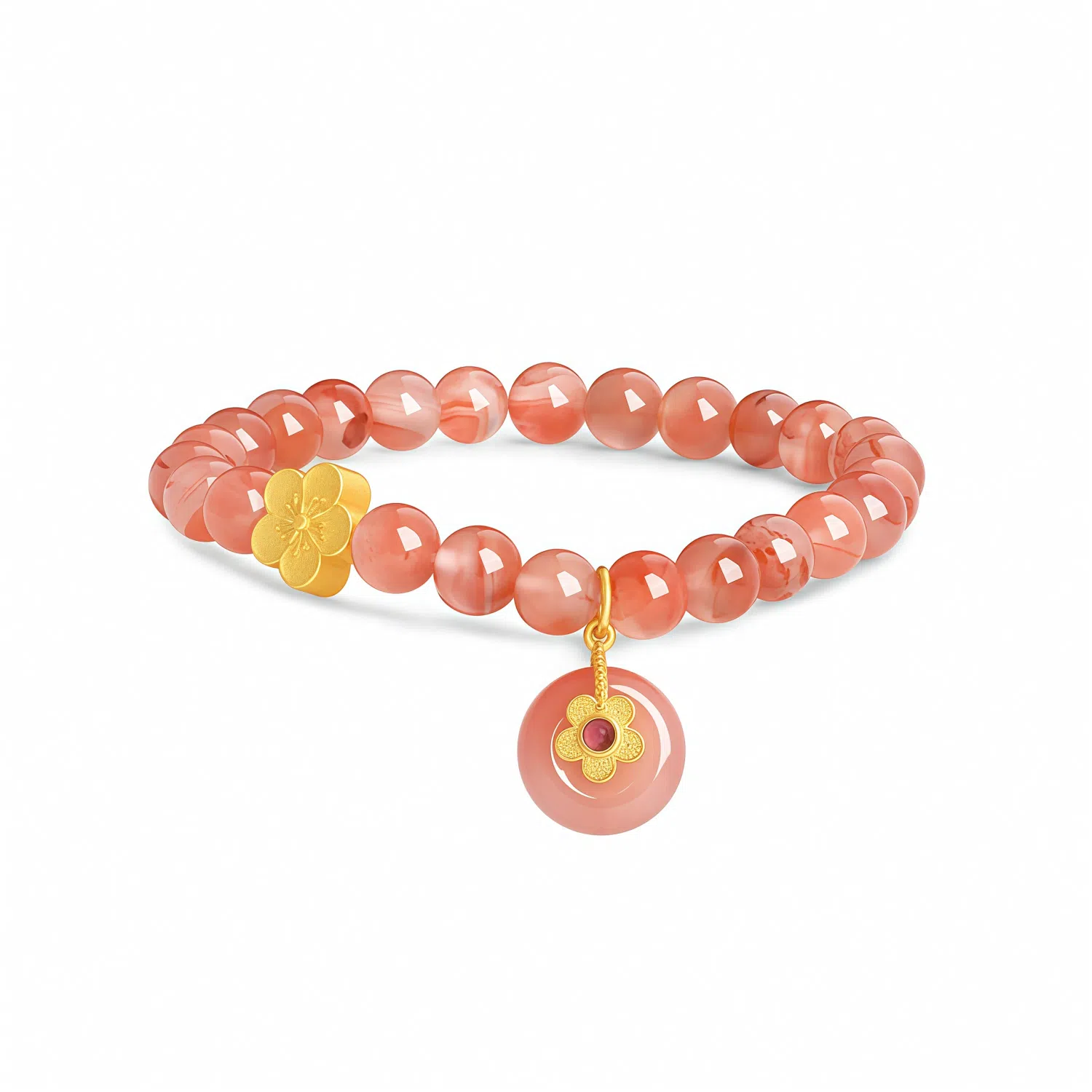 【流光溢彩】 帝苏行 桃花朵朵 新中式国潮 吉祥如意平安顺遂 简约小众设计 玛瑙 手串 女款