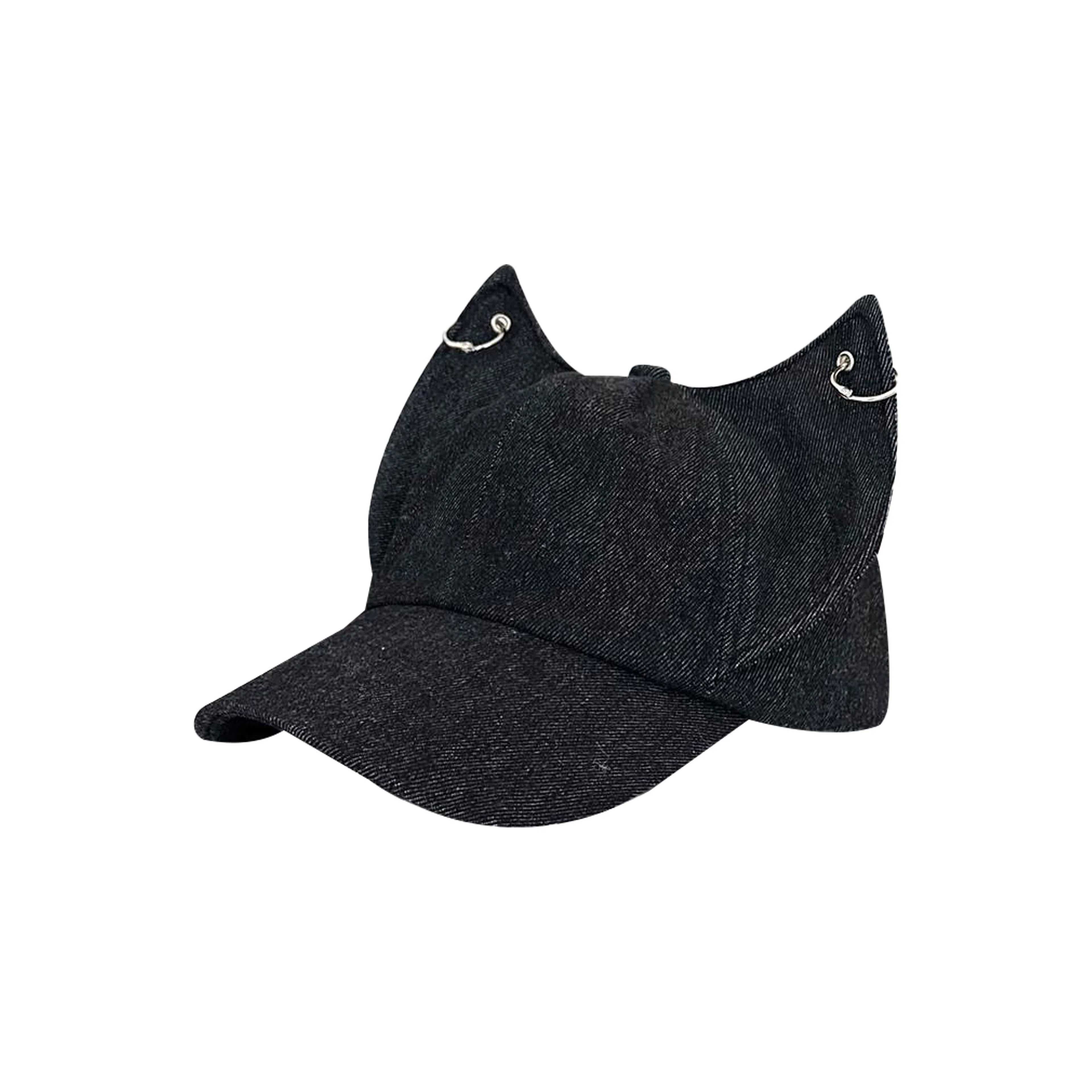 尚先生 小众个性可爱狐狸耳朵金属扣牛仔 聚酯纤维 鸭舌帽草帽 女款