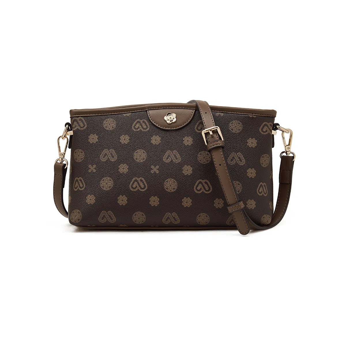 老人头 时尚通勤百搭小众休闲气质单肩小方包 合成革 斜挎包 常规 女款 咖色/白色