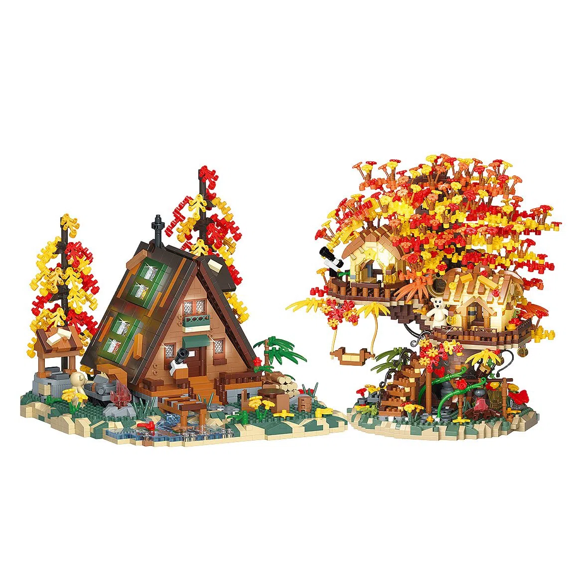 欧洛伊 森林树屋系列玩具 益智摆件 拼装模型