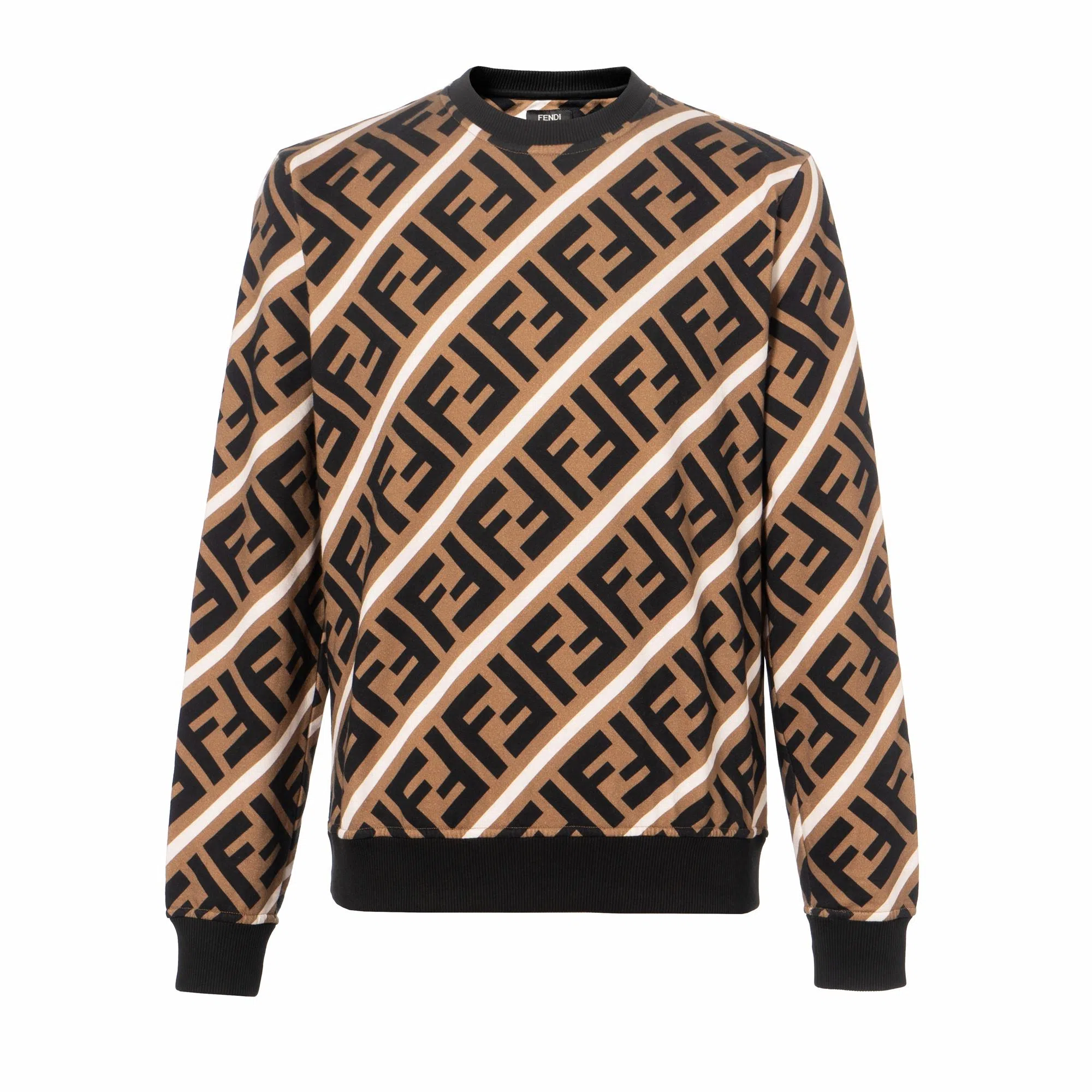 Fendi Letter Print Crewneck Sweatshirt Brown