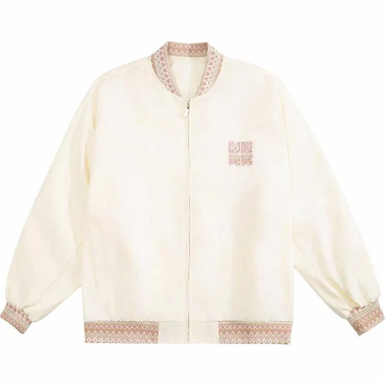 轻迎  民主风提花拼接飞行棒球服 男款