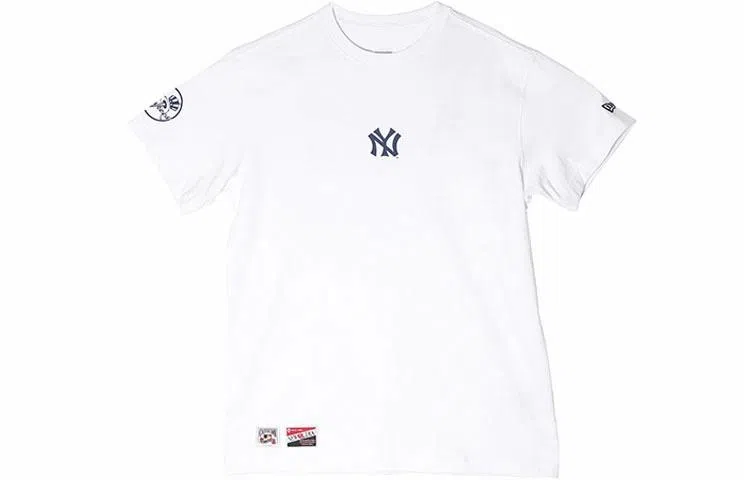 New Era Blue Logo Straight T-Shirt White