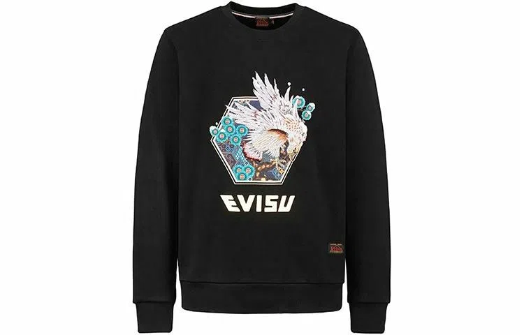 EVISU Eagle Embroidered Logo Crewneck Sweatshirt