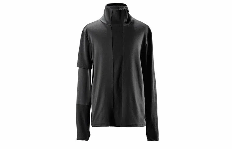 REINDEE LUSION Irregular High Neck Long Sleeve Tee Black