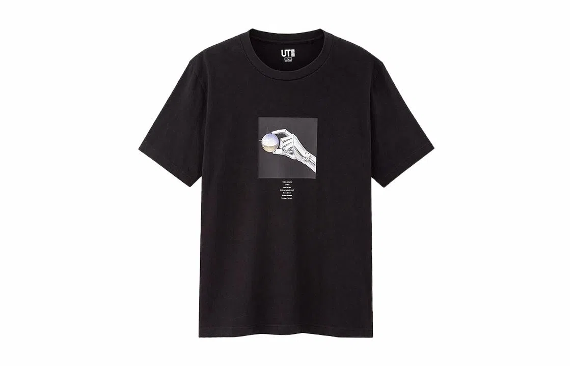 UNIQLO Printed Straight T-Shirt Black
