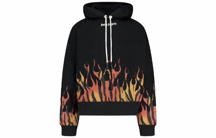 Palm Angels Tiger Flame Hoodie Black