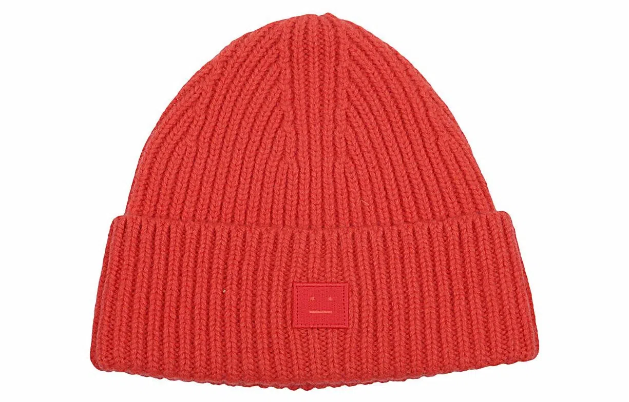 Acne Studios Patterned Knit Hat Baby Red