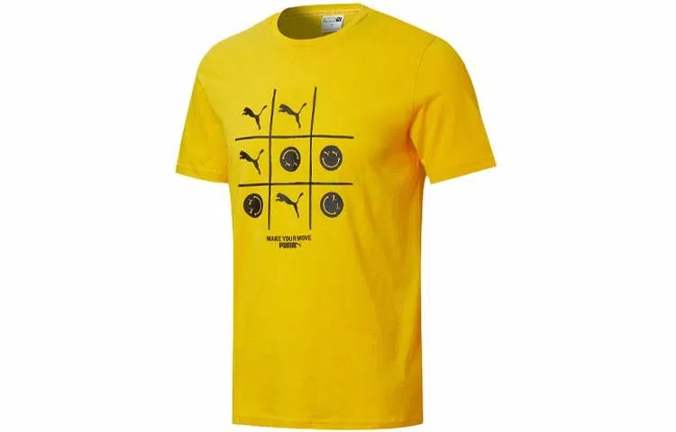 Puma Logo Print T-Shirt Yellow