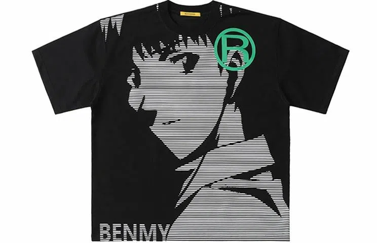 BENMYSHOWER Cartoon Print T-Shirt Black
