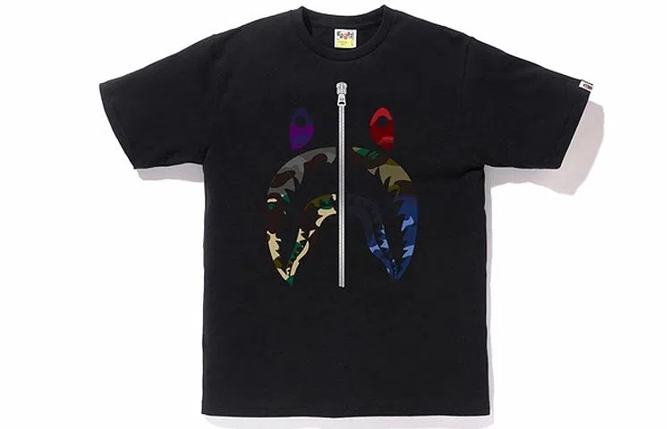 BAPE Mix Camo Shark Tee Black