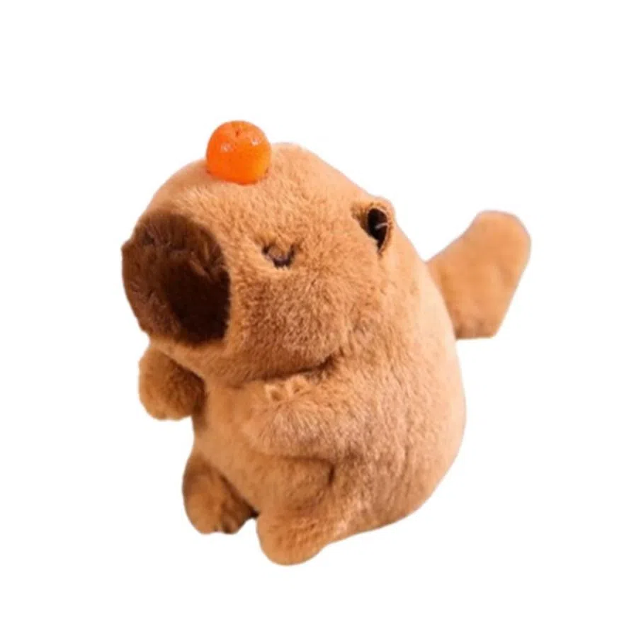 穆熊 开心款卡皮巴拉 拉绳会摇尾巴 玩偶 毛绒挂件 小号高
