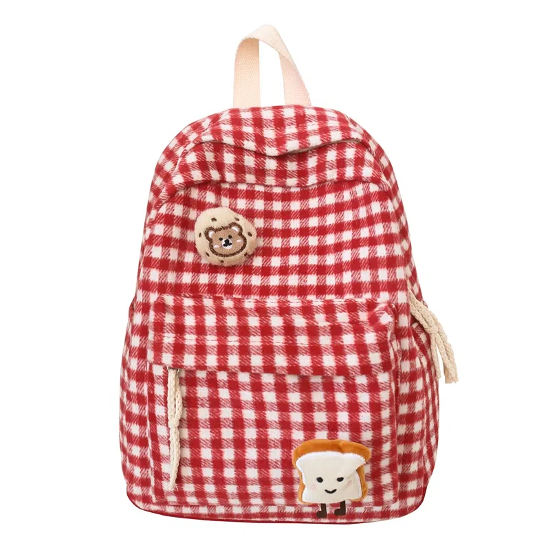 笛贝嘉 韩版小众复古可爱高颜值学生背包 呢子 双肩包 常规 女款 多色