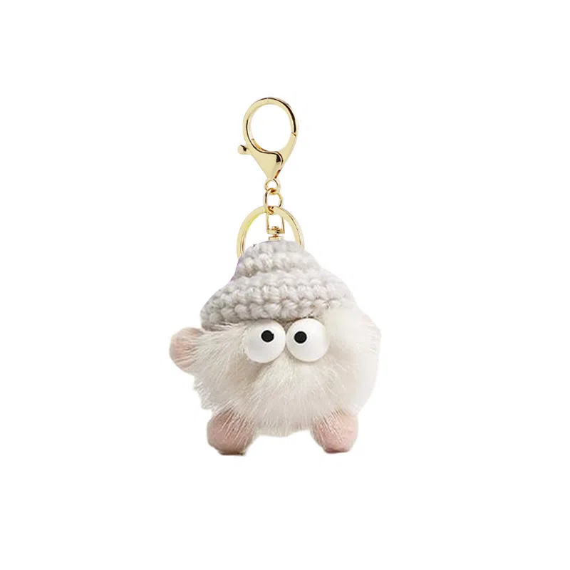一点潮玩 可爱小煤球 彩虹钥匙扣 玩偶 毛绒挂件