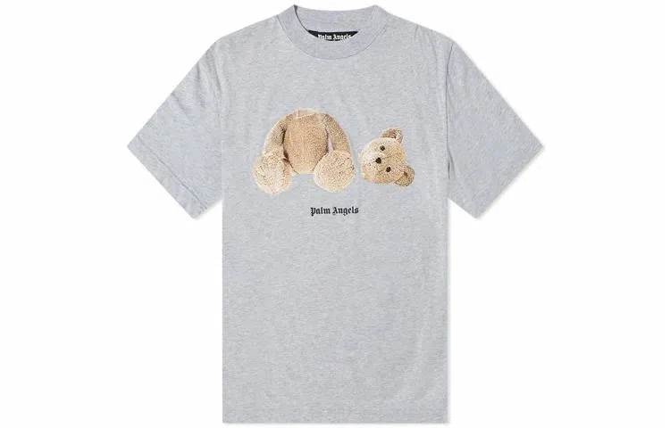 Palm Angels Bear Print Crewneck T-Shirt Gray