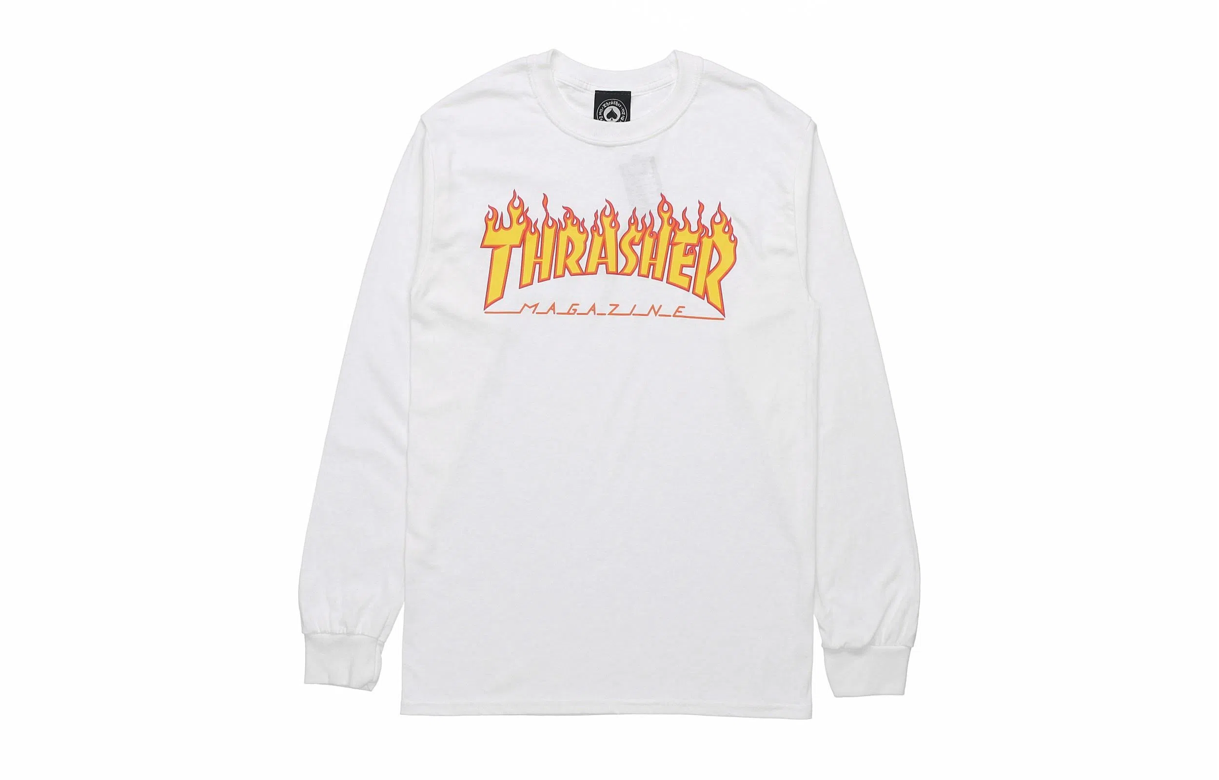 Thrasher Flame Print Long Sleeve Tee White