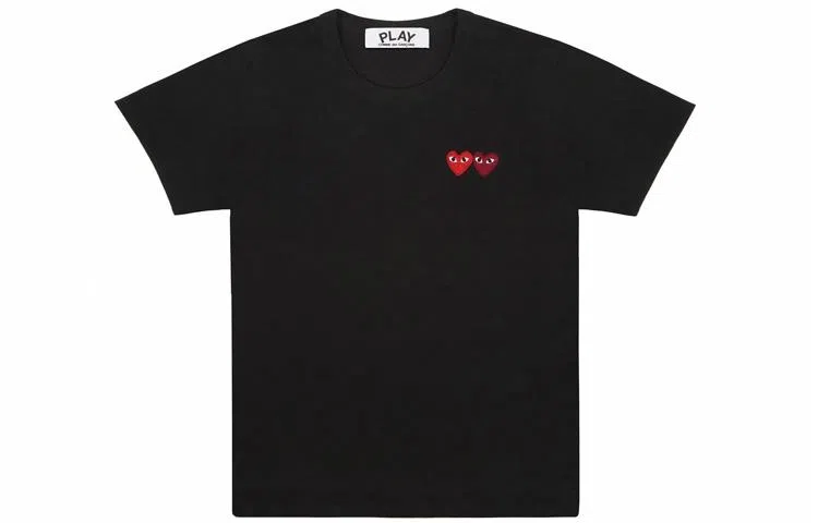 CDG Play Double Heart T-Shirt Black T