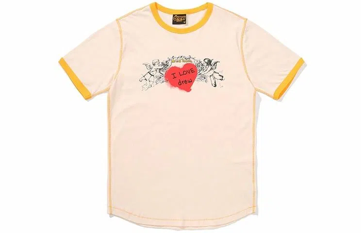 Drew House logo Cherub Ss Ringer Tee CreamGolden Yellow SS22 T