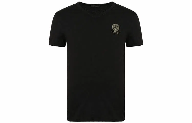 Versace V-Neck Logo T-Shirt Black