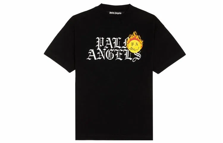 Palm Angels SS21 Burning Smiley Logo T-Shirt Black