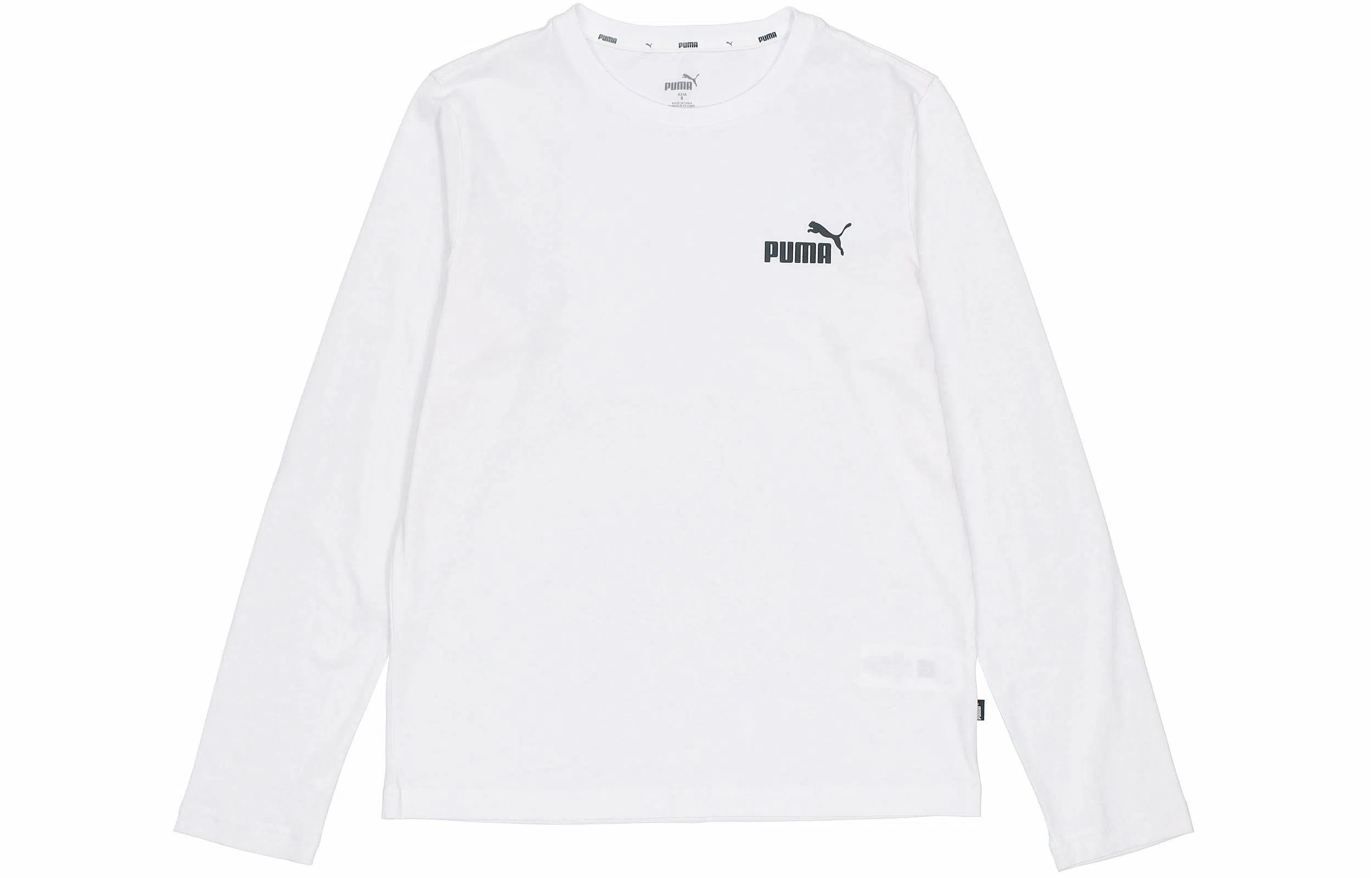 Puma Logo Crewneck Long Sleeve Tee White