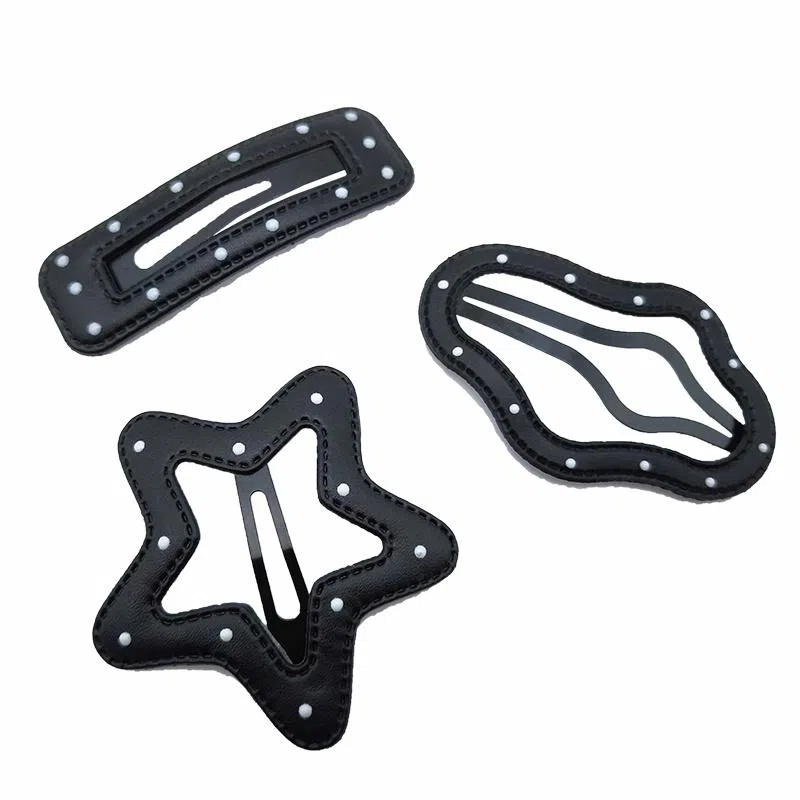 简应舒 波点刘海夹前额碎发边夹可爱侧边 皮革 发夹 女款