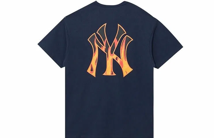New Era MLB Yankees Flame Print Tee Navy