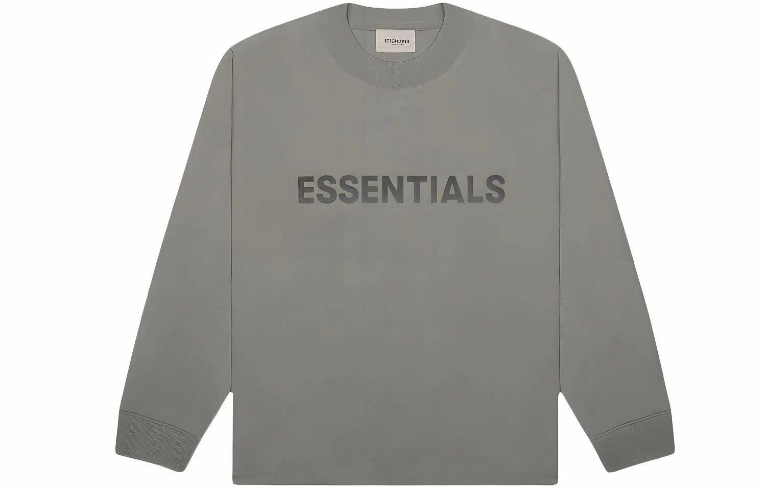 Fear of God Essentials 3D Silicon Applique Boxy Long Sleeve T-Shirt Cement