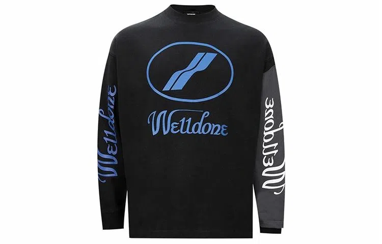 WE11DONE WD Print Logo Long Sleeve Tee Black