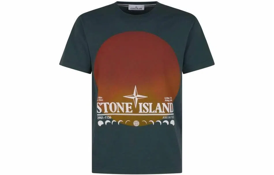 Stone Island FW22 Sunset Print T-Shirt Green