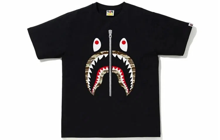 A BATHING APE Desert Camo Shark Tee