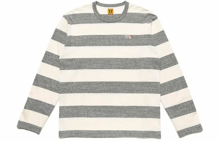 HUMAN MADE SS21 Striped Logo Crewneck Long Sleeve Tee