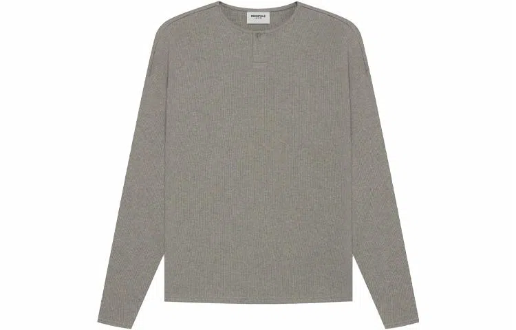 Fear of God Essentials Thermal Henley Long Sleeve Gray FlannelCharcoal T
