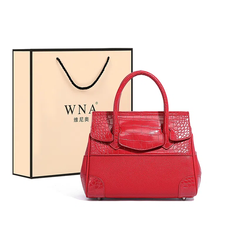 维尼奥 时尚通勤高级感铂金包百搭复古鳄鱼纹拼接女包休闲大气妈妈包 合成革 手提包单肩斜挎 常规 女款 多色