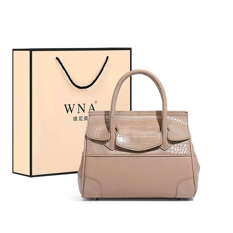 维尼奥 时尚通勤高级感铂金包百搭复古鳄鱼纹拼接女包休闲大气妈妈包 合成革 手提包单肩斜挎 常规 女款 多色