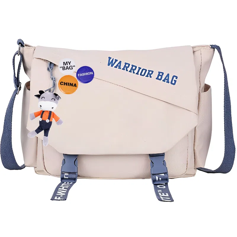 Warrior Nylon Messenger Bag White/Black