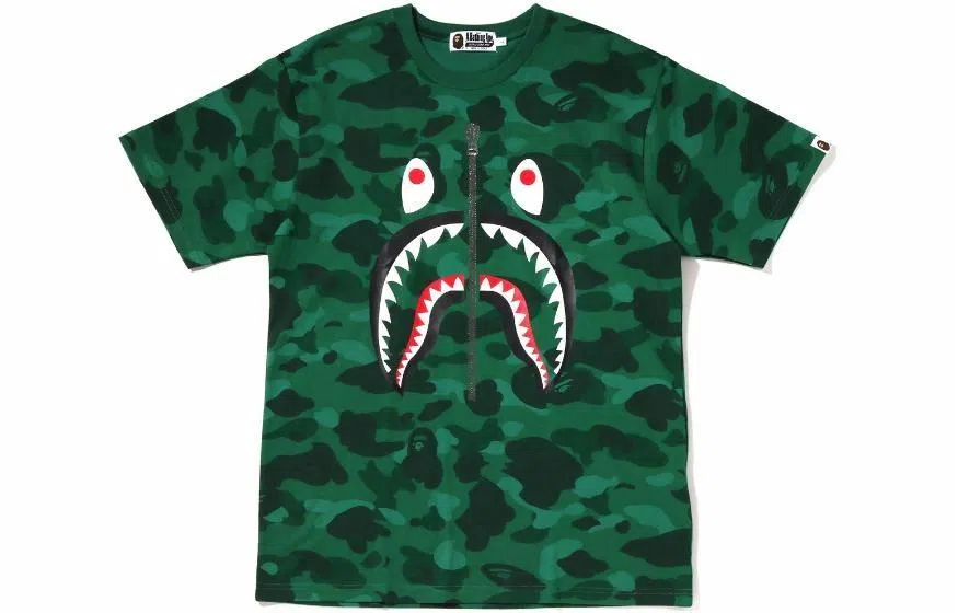 A BATHING APE Color Camo Shark Tee