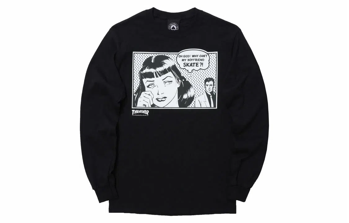 Thrasher Anime Print Long Sleeve Tee Black