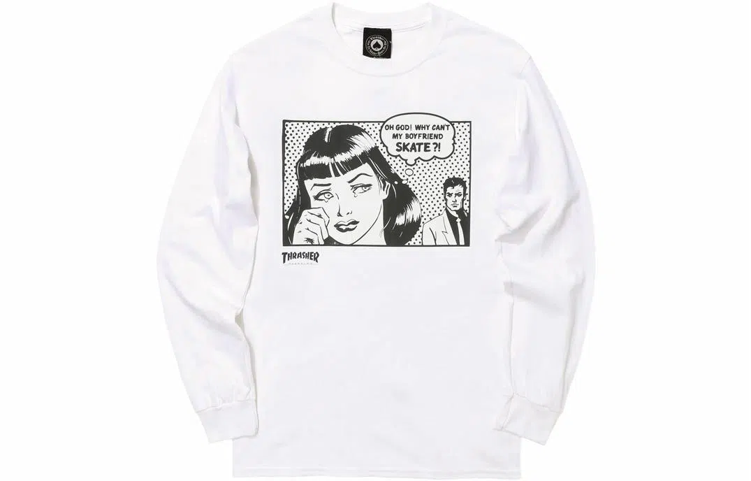 Thrasher Anime Print Long Sleeve Tee White
