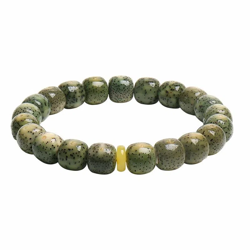 木盛缘 【顺丰包邮天官赐福】阴皮高密原生态石玉料蛇年招财绿幽灵佛珠平步青云金榜题名财源滚滚#好运 星月菩提 手串 男女同款情侣款