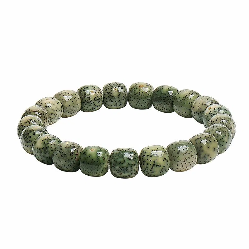 木盛缘 【顺丰包邮天官赐福】阴皮高密原生态石玉料蛇年招财绿幽灵佛珠平步青云金榜题名财源滚滚#好运 星月菩提 手串 男女同款情侣款