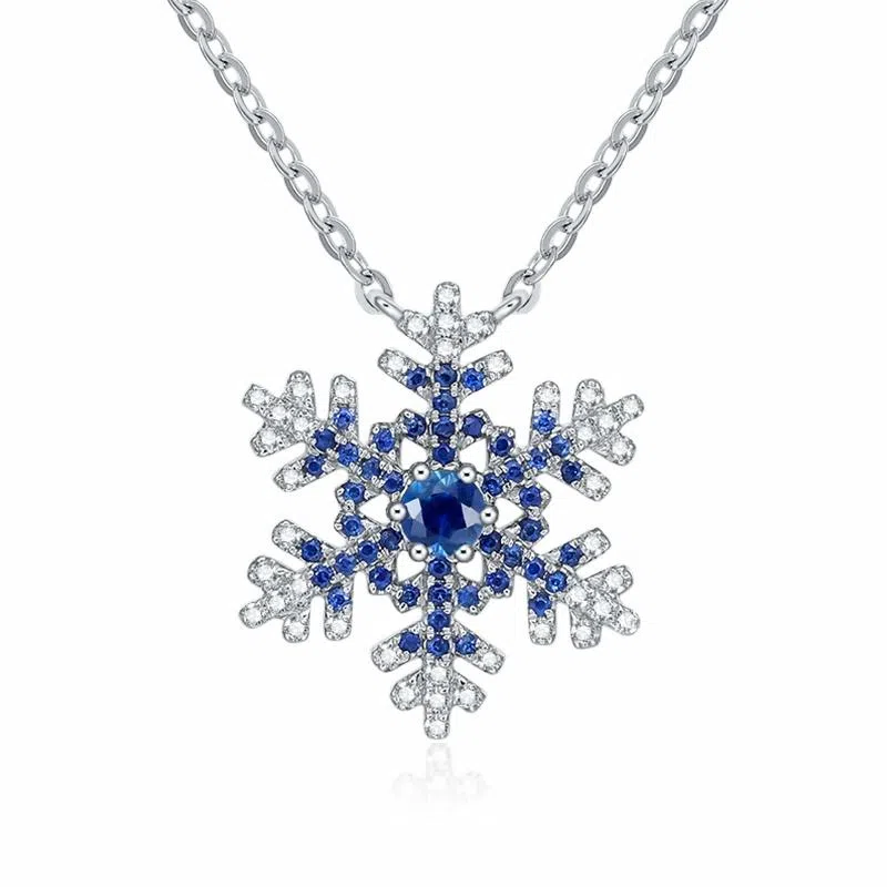 贝戈丽丝 时尚潮流瑰丽夺目绝美雪花百搭锁骨链 梦幻爆闪雪花设计 唯美轻奢甜蜜浪漫告白 好运 蓝宝石 项链 女款