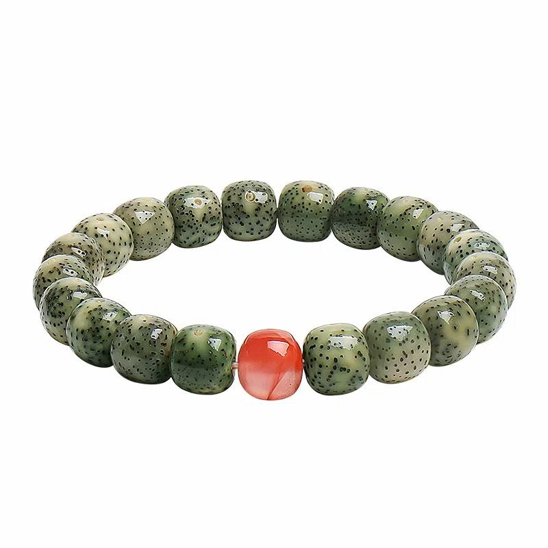 木盛缘 【顺丰包邮天官赐福】阴皮高密原生态石玉料蛇年招财绿幽灵佛珠平步青云金榜题名财源滚滚#好运 星月菩提 手串 男女同款情侣款