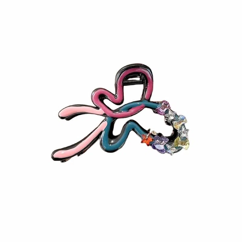 水中玉 水钻蝴蝶结抓夹大号发卡后脑勺高级感鲨鱼夹子发饰 亚克力 发夹 女款