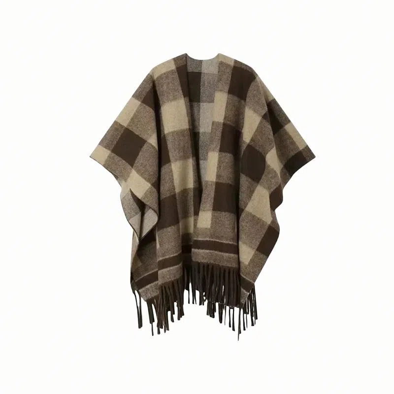 北极绒 时尚保暖复古格纹流苏百搭高级感潮流两用外搭 披肩 男女同款情侣款