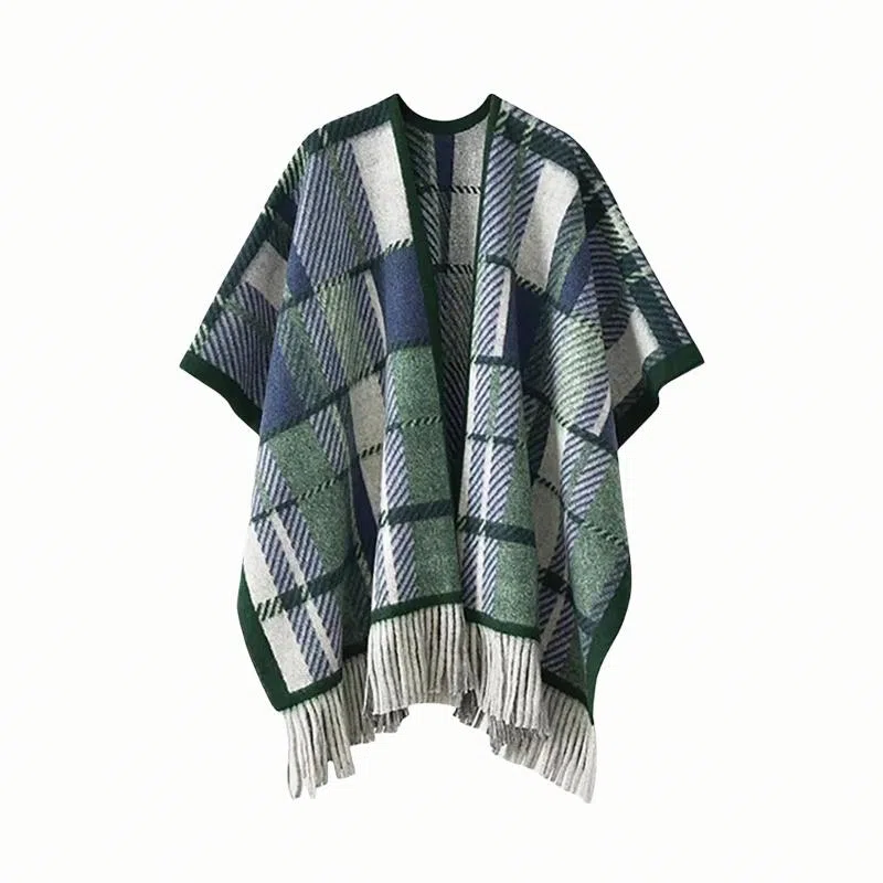 北极绒 韩版复古英伦加厚格子条纹 时尚流苏百搭气质 聚酯纤维 披肩 男女同款情侣款