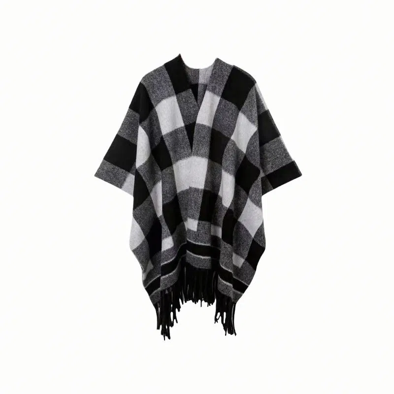 北极绒 时尚保暖复古格纹流苏百搭高级感潮流两用外搭 披肩 男女同款情侣款