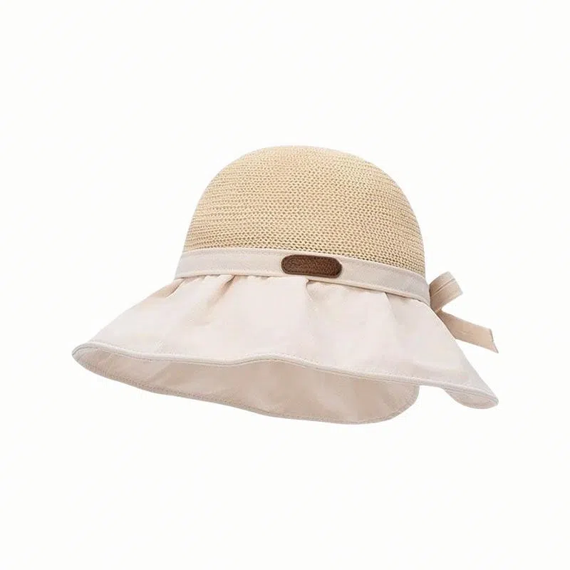 北极绒 韩版大帽檐透气防晒遮阳蝴蝶结显脸小百搭折叠 聚酯纤维 渔夫帽 男女同款情侣款